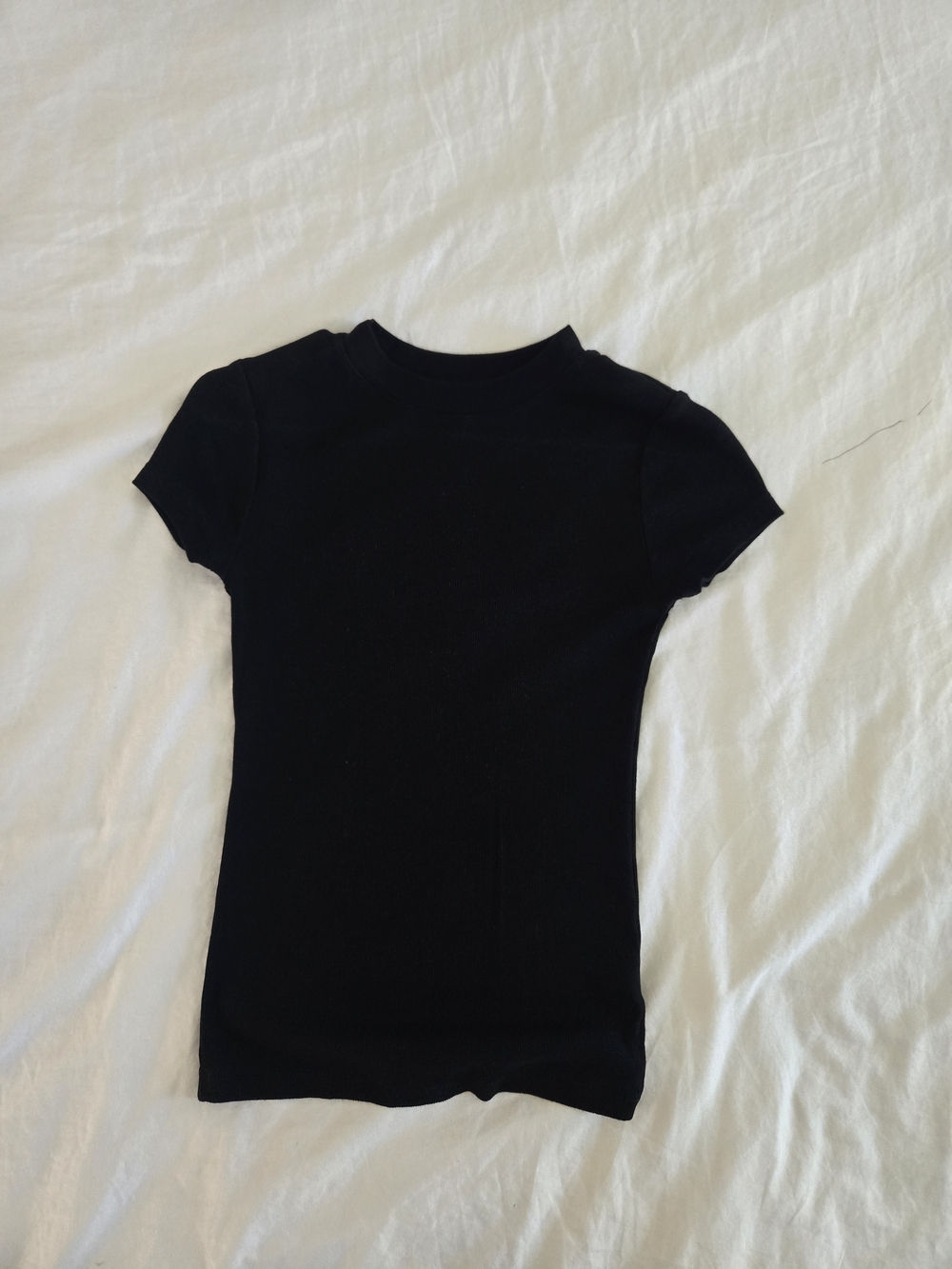 a new day Black Short Sleeve Ribbed Tee